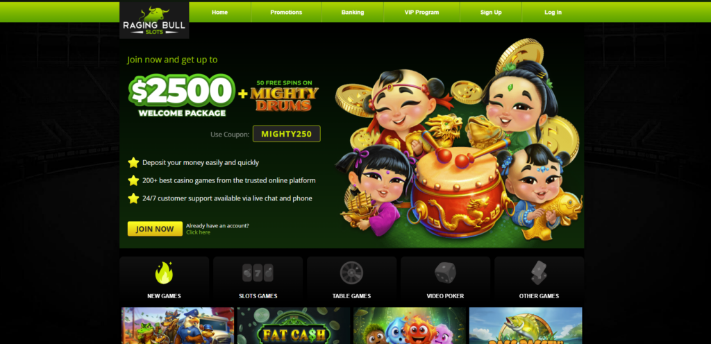 Raging Bull Slots welcome bonus